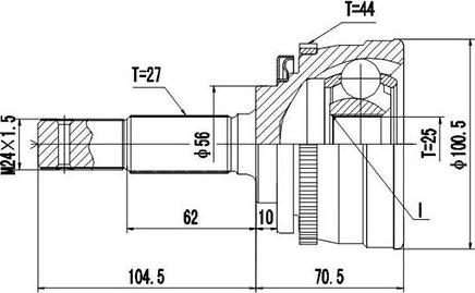 Dynamatrix DCV841062 - Шарнирный комплект, ШРУС, приводной вал avtokuzovplus.com.ua