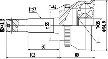 Dynamatrix DCV841137 - Шарнірний комплект, ШРУС, приводний вал autocars.com.ua