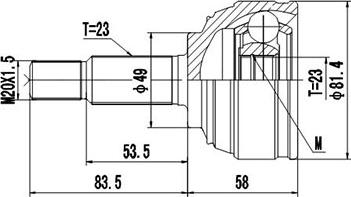 Dynamatrix DCV841244 - Шарнирный комплект, ШРУС, приводной вал avtokuzovplus.com.ua