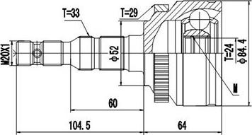 Dynamatrix DCV844004 - Шарнірний комплект, ШРУС, приводний вал autocars.com.ua