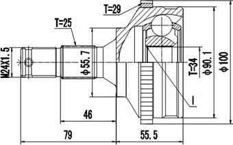 Dynamatrix DCV845003 - Шарнирный комплект, ШРУС, приводной вал avtokuzovplus.com.ua