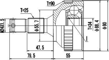 Dynamatrix DCV845004 - Шарнирный комплект, ШРУС, приводной вал avtokuzovplus.com.ua