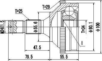 Dynamatrix DCV845005 - Шарнірний комплект, ШРУС, приводний вал autocars.com.ua