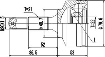 Dynamatrix DCV845057 - Шарнирный комплект, ШРУС, приводной вал avtokuzovplus.com.ua