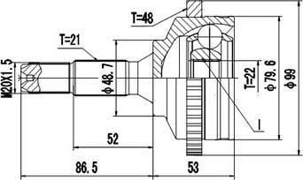 Dynamatrix DCV845033 - Шарнирный комплект, ШРУС, приводной вал autodnr.net