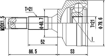 Dynamatrix DCV845065 - Шарнірний комплект, ШРУС, приводний вал autocars.com.ua