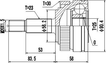 Dynamatrix DCV850045 - Шарнирный комплект, ШРУС, приводной вал avtokuzovplus.com.ua