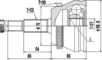 Dynamatrix DCV850056 - Шарнірний комплект, ШРУС, приводний вал autocars.com.ua