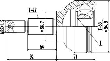 Dynamatrix DCV850113 - Шарнірний комплект, ШРУС, приводний вал autocars.com.ua