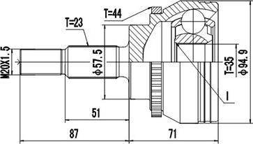 Dynamatrix DCV850114 - Шарнирный комплект, ШРУС, приводной вал avtokuzovplus.com.ua