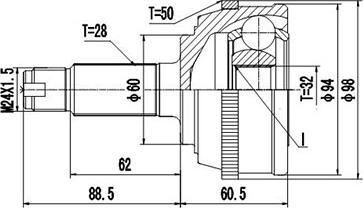 Dynamatrix DCV851001 - Шарнірний комплект, ШРУС, приводний вал autocars.com.ua