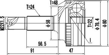 Dynamatrix DCV859035 - Шарнирный комплект, ШРУС, приводной вал avtokuzovplus.com.ua