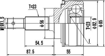 Dynamatrix DCV859054 - Шарнирный комплект, ШРУС, приводной вал autodnr.net