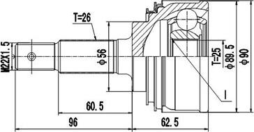 Dynamatrix DCV859056 - Шарнирный комплект, ШРУС, приводной вал autodnr.net