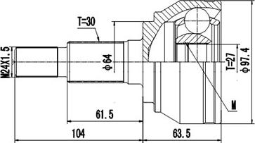 Dynamatrix DCV861050 - Шарнирный комплект, ШРУС, приводной вал avtokuzovplus.com.ua