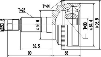 Dynamatrix DCV899273 - Шарнірний комплект, ШРУС, приводний вал autocars.com.ua