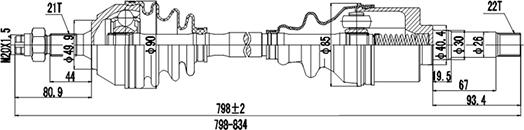 Dynamatrix DDS210003 - Приводний вал autocars.com.ua