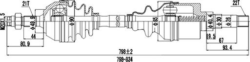 Dynamatrix DDS210008 - Приводний вал autocars.com.ua