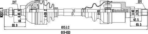 Dynamatrix DDS210009 - Приводний вал autocars.com.ua