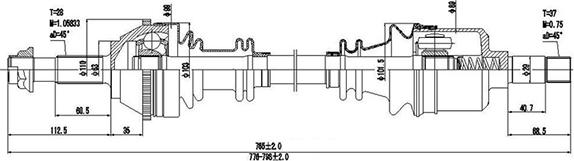 Dynamatrix DDS210037 - Приводний вал autocars.com.ua