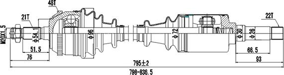 Dynamatrix DDS210042 - Приводний вал autocars.com.ua