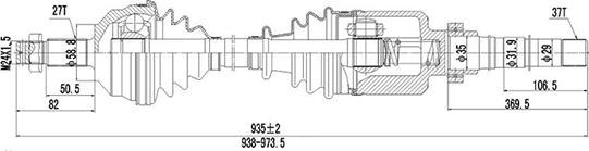 Dynamatrix DDS210155 - Приводний вал autocars.com.ua