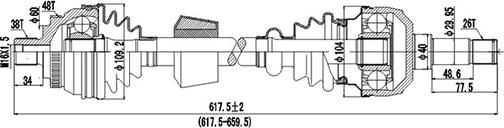 Dynamatrix DDS218009 - Приводний вал autocars.com.ua