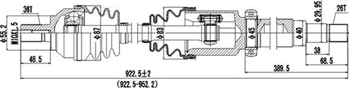 Dynamatrix DDS234163 - Приводний вал autocars.com.ua