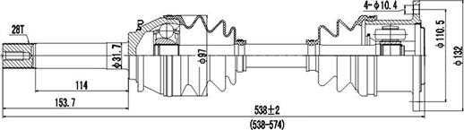 Dynamatrix DDS239006 - Приводний вал autocars.com.ua