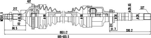 Dynamatrix DDS245035 - Приводний вал autocars.com.ua