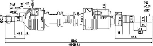 Dynamatrix DDS245108 - Приводний вал autocars.com.ua