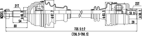 Dynamatrix DDS250002 - Приводний вал autocars.com.ua