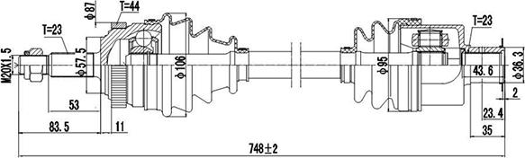 Dynamatrix DDS250134 - Приводний вал autocars.com.ua