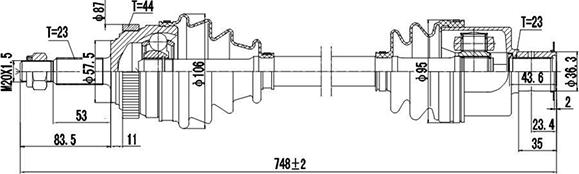 Dynamatrix DDS250199 - Приводний вал autocars.com.ua