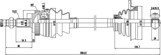 Dynamatrix DDS250221 - Приводний вал autocars.com.ua