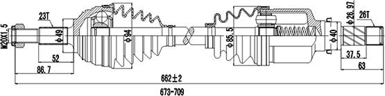 Dynamatrix DDS299070 - Приводний вал autocars.com.ua