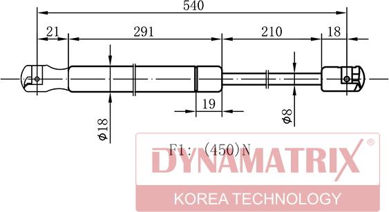 Dynamatrix DGS011499 - Газова пружина, кришка багажник autocars.com.ua