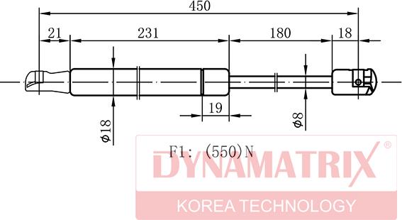 Dynamatrix DGS016823 - Газовая пружина, упор avtokuzovplus.com.ua