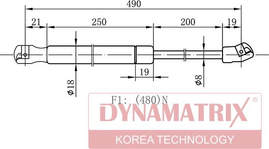 Dynamatrix DGS017203 - Газова пружина, кришка багажник autocars.com.ua