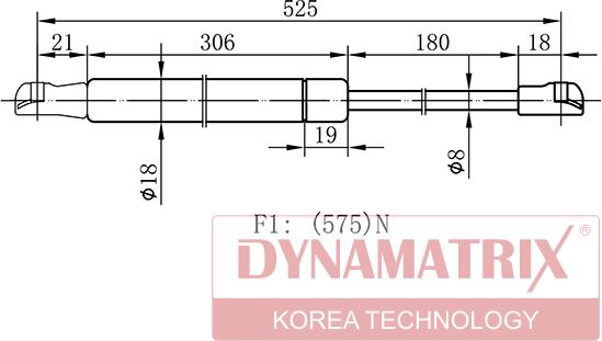 Dynamatrix DGS018051 - Газовая пружина, упор avtokuzovplus.com.ua