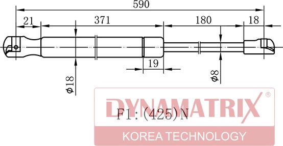 Dynamatrix DGS018254 - Газовая пружина, упор avtokuzovplus.com.ua