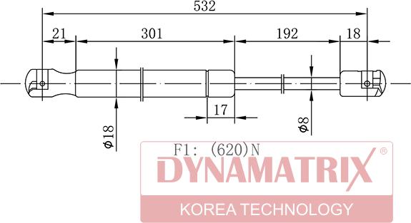 Dynamatrix DGS018613 - Газова пружина, кришка багажник autocars.com.ua