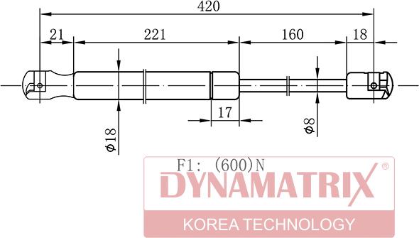 Dynamatrix DGS033418 - Газова пружина, кришка багажник autocars.com.ua