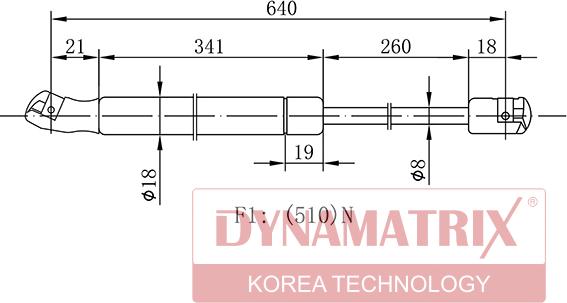 Dynamatrix DGS0421VG - Газова пружина, кришка багажник autocars.com.ua