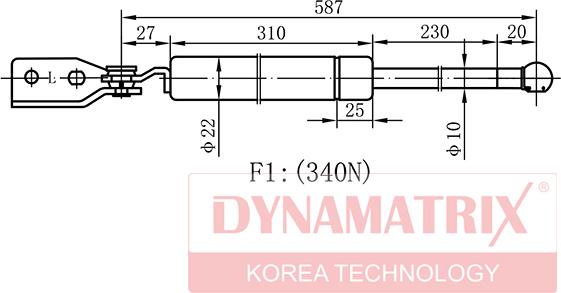 Dynamatrix DGS043738 - Газова пружина, кришка багажник autocars.com.ua