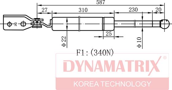 Dynamatrix DGS043977 - Газова пружина, кришка багажник autocars.com.ua