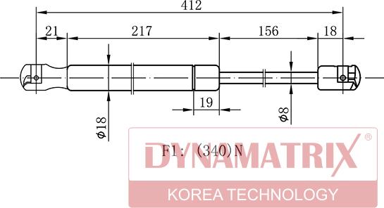 Dynamatrix DGS0818MM - Газова пружина, кришка багажник autocars.com.ua