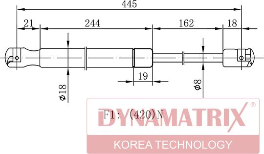 Dynamatrix DGS0918QQ - Газова пружина, кришка багажник autocars.com.ua