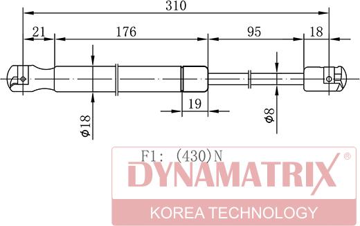 Dynamatrix DGS110189 - Газова пружина, кришка багажник autocars.com.ua