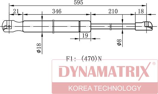 Dynamatrix DGS128344 - Газова пружина, кришка багажник autocars.com.ua